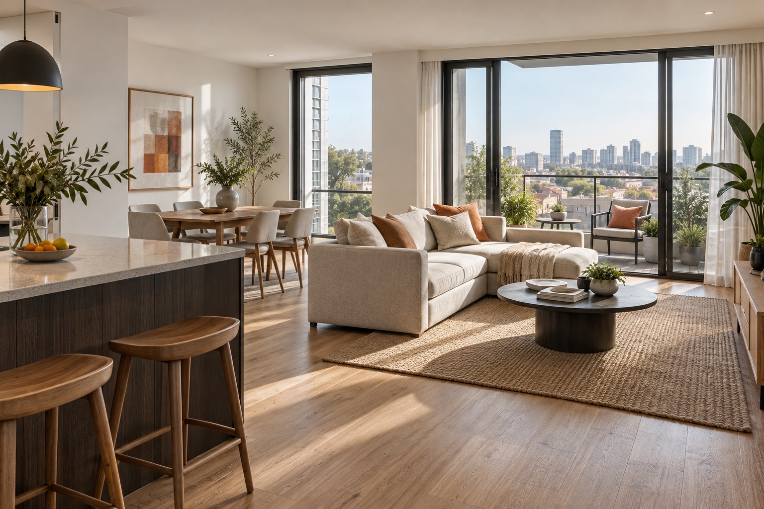 Bright renovated apartment interior prepared for comfortable modern living